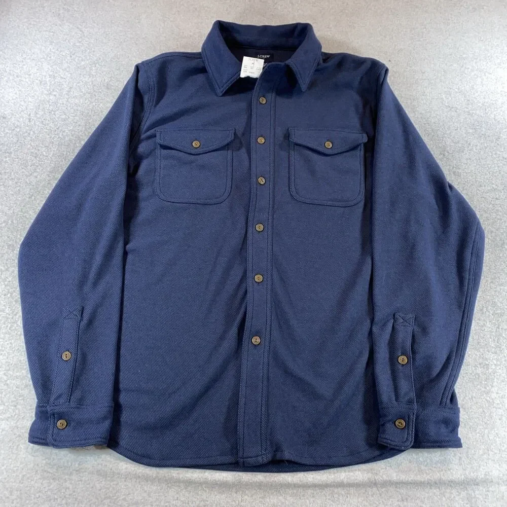 J. Crew Men's Double-Knit Work Shirt Jacket Navy Size L Workwear Utility NWT